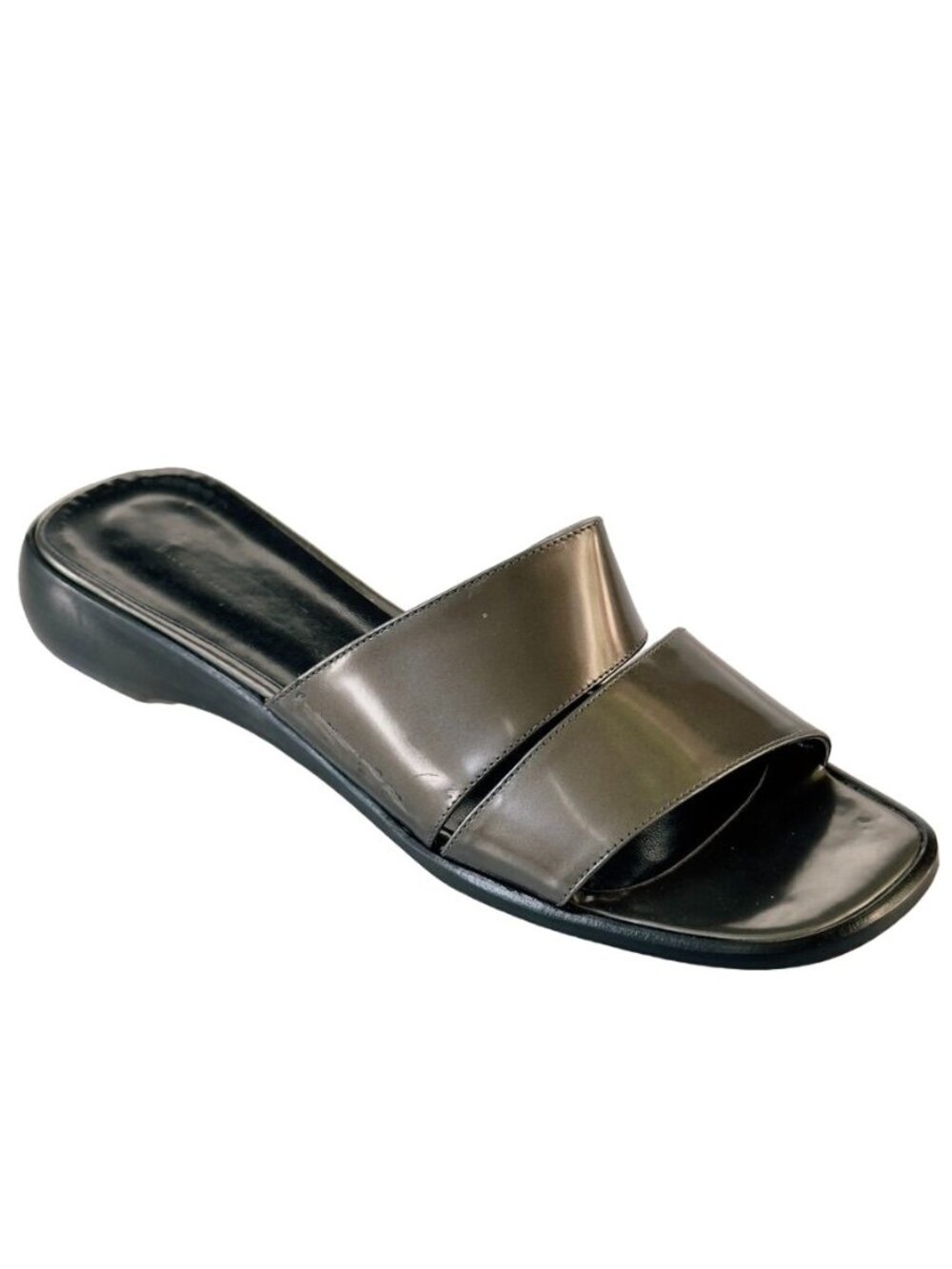 HAROLD POWELL Womens Pewter Leather Sandals Made In Italy Size 8.5B